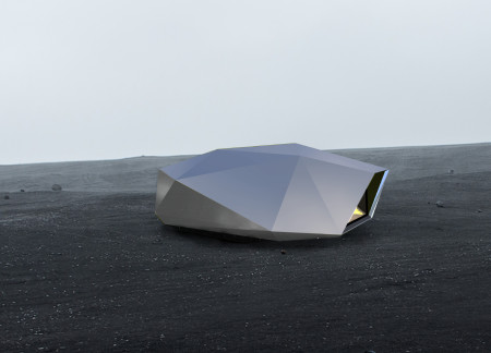 Faceted Aluminum Cabins Elevated Above Jökulsárlón Glacial Landscape