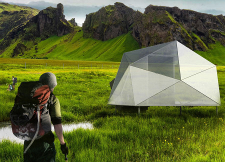 Aerogel Insulated Cabins Featuring Transparent Solar Panels in Icelandic Wilderness
