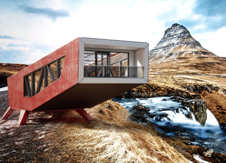Hydraulic Elevation and Corrugated Metal Facade in a Sustainable Timber Residence