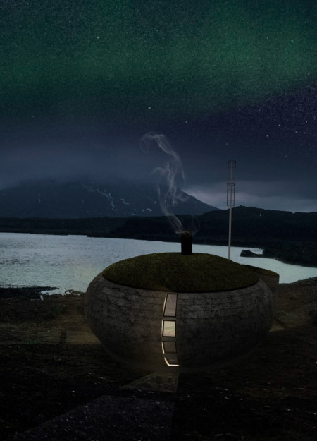 Grass-Roofed Cabins Crafted From Reclaimed Wood and Stone Shingles For Sustainable Trekking Retreats