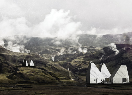 Aluminum-Skinned Cabins with Concrete Resilience Amid Rugged Icelandic Terrain