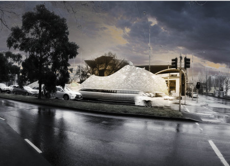 Textured Membrane Facade and Organic Contours Defining a Community Hub in Melbourne