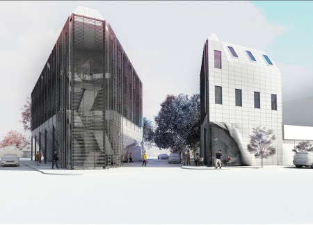 Curvilinear Facade Crafted From Metal Cladding and Reinforced Concrete for a Creative Education Hub  