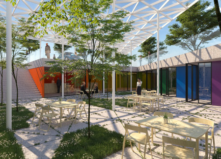 Charred Wooden Shingles and Metal Framework Unite in a Multi-Functional Urban Gallery  