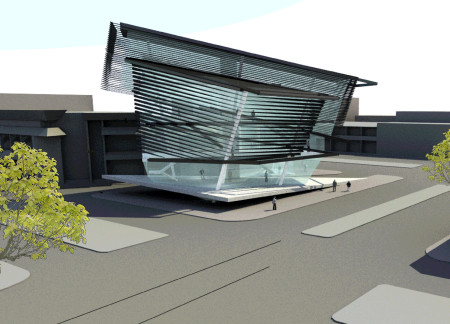 Angular Design Featuring Glass Facade and Steel Structure for Inclusive Artistic Education