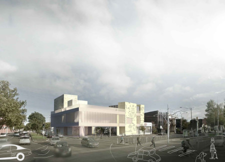 Translucent Glass and Charred Wood Facade Enhancing Cultural Engagement in an Educational Space