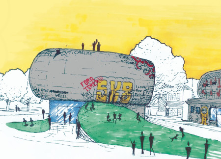 Educational Hub Featuring Curvilinear Design and Tactile Concrete Surfaces  