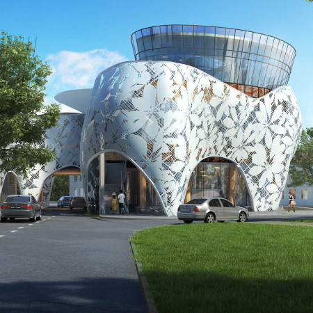 Tattoo Education Facility Featuring Perforated Aluminum and Corten Steel in an Organic Design Context