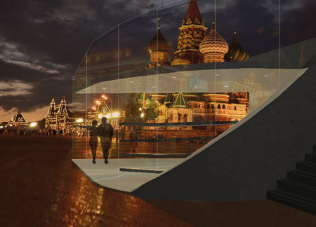 Travel facility featuring a reflective glass facade and natural wood accents in the heart of Siberia