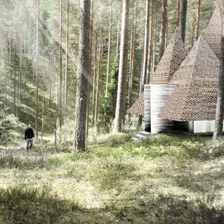 Charred Wooden Shingles and Multi-Peaked Roofs Forming a Sustainable Family Residence in Siberia