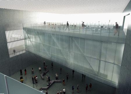 Translucent Facade of Polycarbonate and Concrete Walls Enhancing Public Interaction in Urban Exhibition Spaces