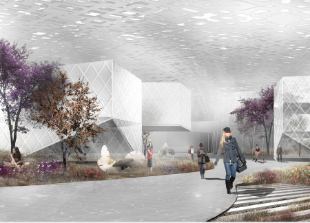 Curvilinear Spaces Merging Natural Light and Indoor Gardens with Glass and Steel Construction  
