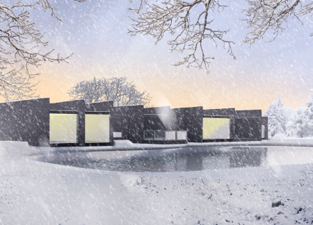 Dark Clay Bricks and Expansive Glass Create a Harmonious Wellness Retreat Surrounded by Nature