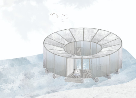 Floating Circular Structure Emphasizing Cross-Laminated Timber and Water Integration  