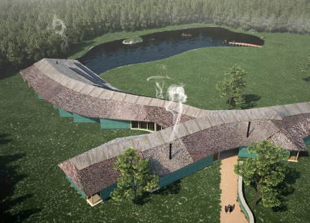 Rammed Earth Walls and Thatch Roofs Create a Sanctuary Nestled in Nature