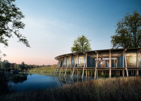 Circular Retreat Featuring Local Blue Clay and Natural Timber Construction