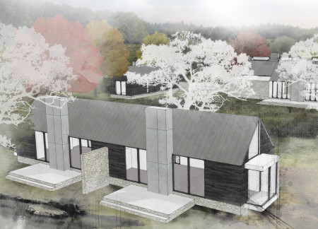 Charred Wooden Shingles and Expansive Glass Openings Define A Sustainable Community Hub