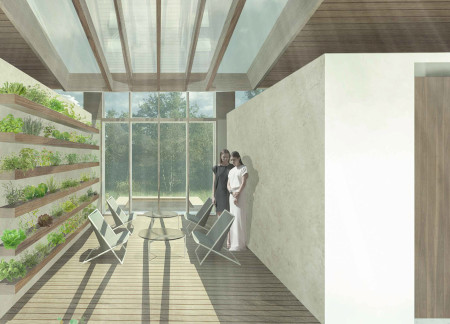 Natural Light-Infused Spa Featuring Vertical Gardens and Local Clay Walls