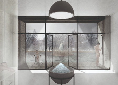 Therapeutic Retreat Crafted from Blue Clay and Sustainable Timber