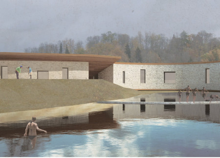 Curvilinear Visitor Center Crafted from Local Clay and Natural Stone Emphasizing Community Engagement