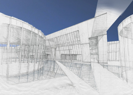 Reflective Glass Facades and Charred Wood Shingles Define A Dynamic Community Exhibition Center