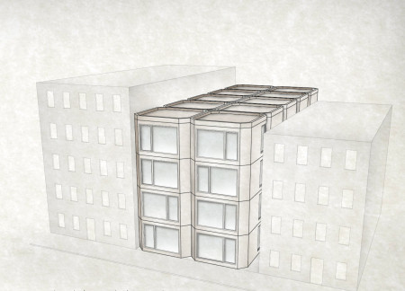 Stackable Hexagonal Units Enhanced by OSB and Natural Light in Urban Housing Solutions