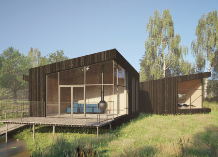 Charred Wooden Shingles and Sustainable Design Create a Tranquil Forest Retreat