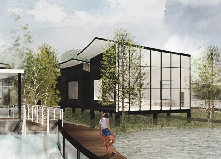 Wellness Retreat Featuring Curvilinear Forms and Natural Materials for a Harmonious Environment