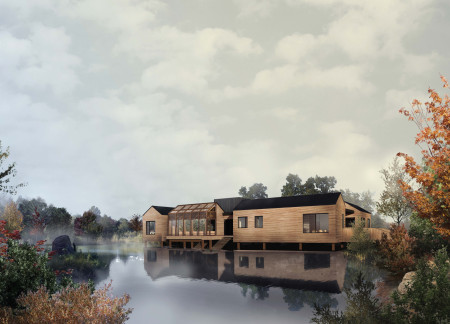 Eco-Friendly Retreat Featuring Green Roofs and Cedar Wood Cladding  