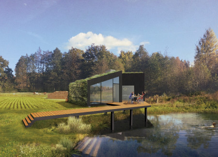 Charred Wooden Shingles and Cross-Laminated Timber in a Sustainable Wellness Retreat
