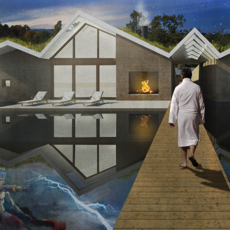 Wellness retreat featuring cross-laminated timber and charred wood shingles in harmony with nature