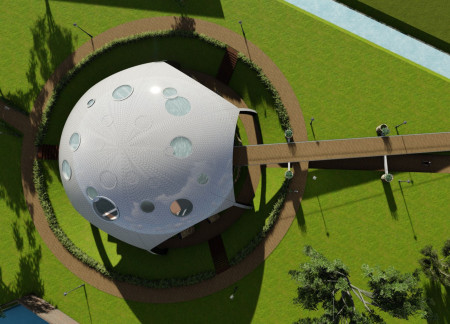 Spherical Onyx Sanctuary Crafted with Recycled Materials for Mindful Retreats  