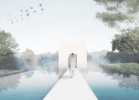 Meditation Retreat Featuring Cross-Laminated Timber Panels and Charred Wooden Shingles in a Nature-Integrated Setting  