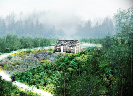 Harmonious Integration of Cross-Laminated Timber Panels and Natural Stone in a Tranquil Meditation Retreat