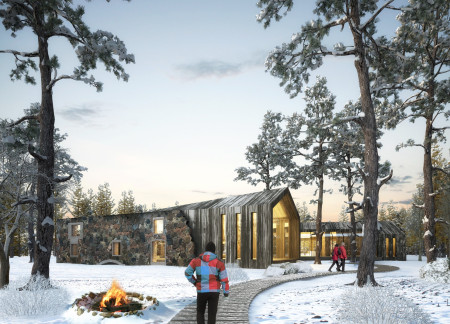 Charred Wooden Shingles and Locally Sourced Stone Create Tranquil Retreat Anchored in Nature