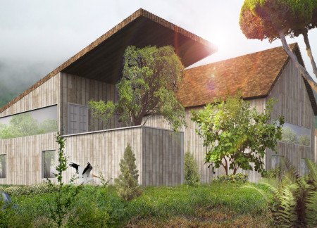 Charred Wooden Shingles and Cross-Laminated Timber Panels Create a Tranquil Meditation Retreat  