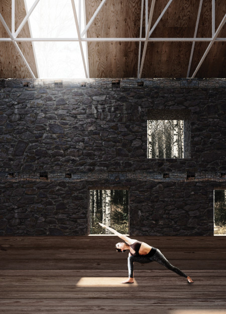 Silence Chamber And Floor-to-Ceiling Glass Panels Complement Restored Barn Retreat  