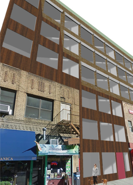Affordable housing designed with reclaimed brick and a rooftop greenway for urban sustainability  