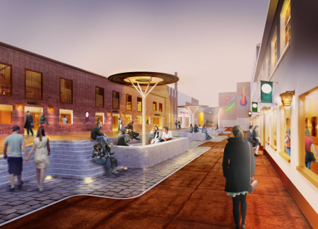 Vinyl Canopies and Brick Structures Transforming An Abandoned Factory Into A Cultural Hub