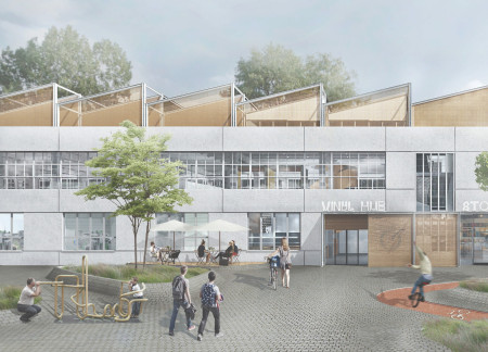 Perforated Panels and Red Brick Create a Creative Hub with Integrated Outdoor Spaces  