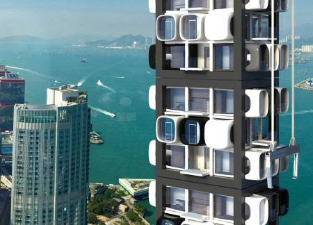 Stacked Living Units Crafted from Lightweight Steel and Sustainable Glass in a Compact Urban Context