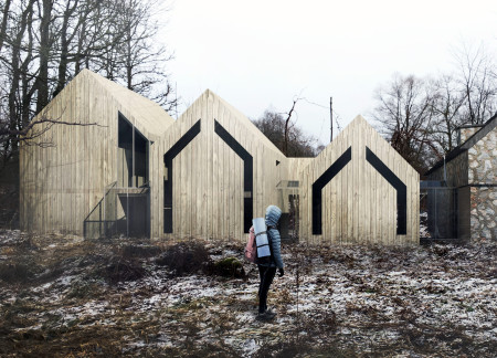 Wellness retreat featuring cross-laminated timber and Corten steel integration in a forested landscape  