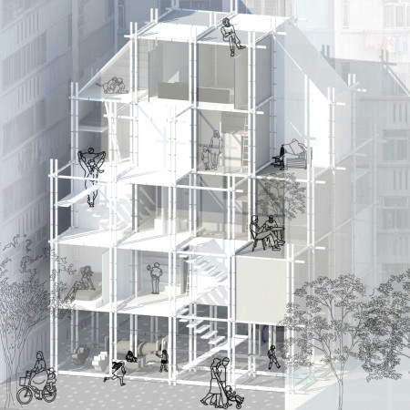Bamboo Scaffolding and Flexible Layouts Create Sustainable Urban Living Spaces  