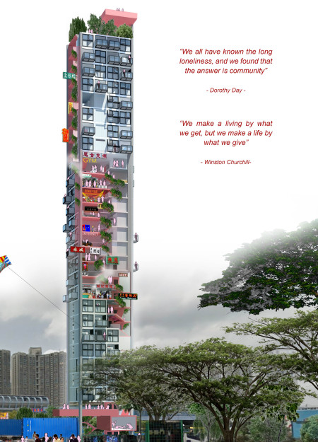 Affordable housing solution utilizing recycled shipping containers and sustainable materials in urban settings  