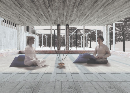 Meditation Retreat Emphasizing Local Stone and Grey Oak in a Harmonious Natural Setting  