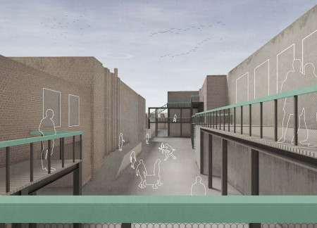 Charred Wooden Shingles and Transparent Polycarbonate in a Community-Centric Space  