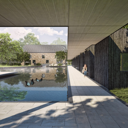 Sustainable Community Space Featuring Cross-Laminated Timber and Charred Wooden Shingles