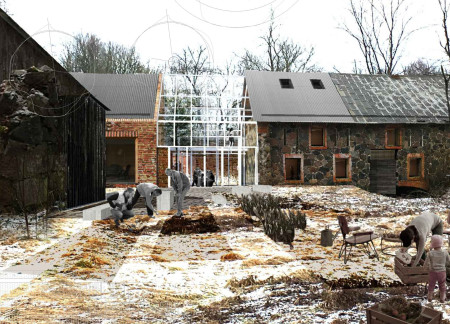 Charred Wooden Shingles and Thermal Insulation in a Nature-Integrated Residential Design