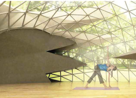 Geodesic Dome Design Enhanced by Local Stone and Cross-Laminated Timber in a Mindfulness Retreat  