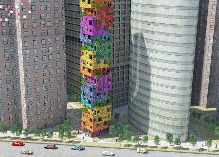 Colorful Modular Units With Vertical Green Terraces In A Sustainable Urban Setting